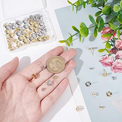 20 Pairs 2 Color Brass Stud Earring Findings KK-BC0010-63-1