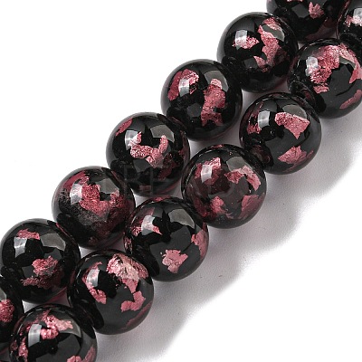 Handmade Silver/Gold Foil Lampwork Beads Strands LAMP-L079-07C-1