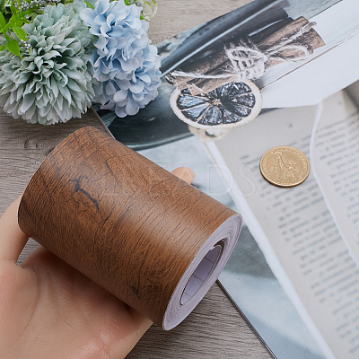 1 Roll PVC Imitation Wood Grain Adhesive Tape DIY-GF0008-40B-1