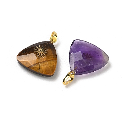 Natural Quartz Crystal & Amethyst & Rose Quartz & Green Aventurine & Tiger Eye Pendants G-K385-14G-1