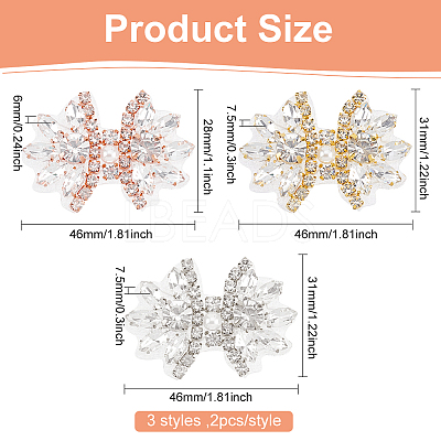 6Pcs 3 Style Glitter Hotfix Rhinestone Iron on Patches(Hot Melt Adhesive On The Back) AJEW-FG0003-69-1