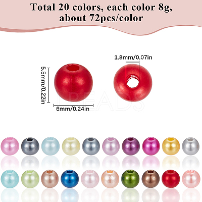 20 Colors Spray Painted ABS Plastic Imitation Pearl Beads OACR-SC0001-43-1