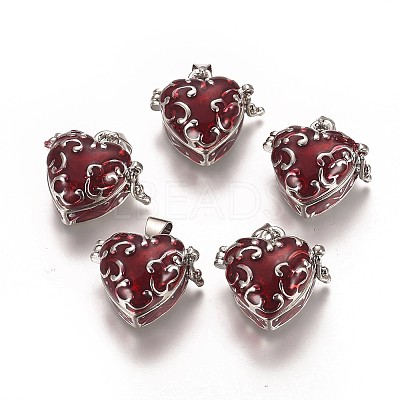 Heart Brass Enamel Prayer Box Pendants LS-KK-24X21-1