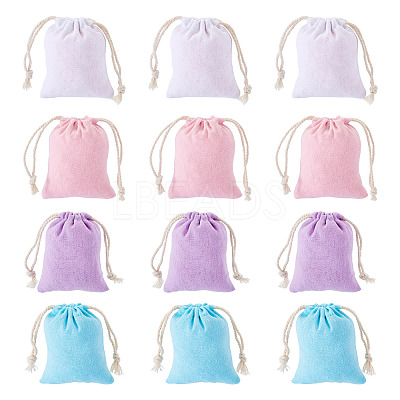12Pcs 4 Colors Rectangle Cloth Packing Pouches ABAG-TA0001-78-1