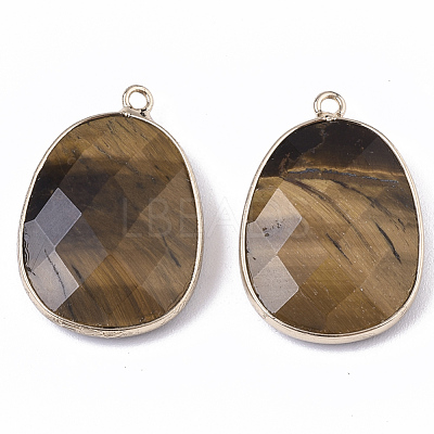 Natural Tiger Eye Pendants G-T131-08E-1