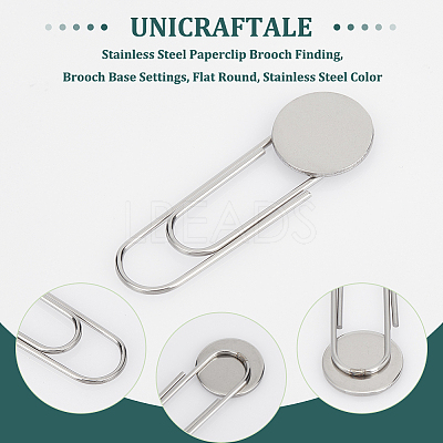 30Pcs 304 Stainless Steel Paperclip Brooch Finding FIND-UN0002-45-1
