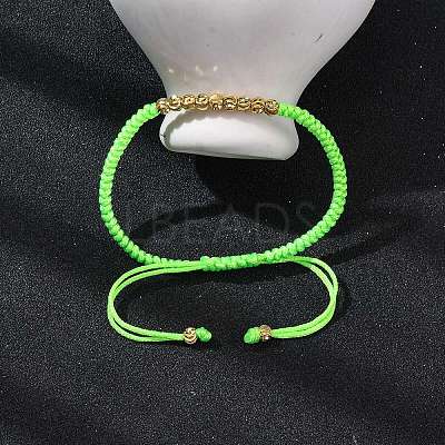 Polyester Cord Braided Bead Bracelets for Women BJEW-L698-01G-06-1