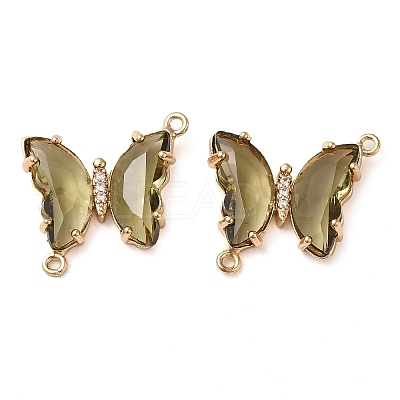 Brass Pave Faceted Glass Connector Charms X-FIND-Z020-04S-1