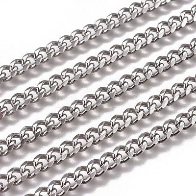 Non-Tarnish Handmade 304 Stainless Steel Cuban Link Chains STAS-F229-07C-P-1