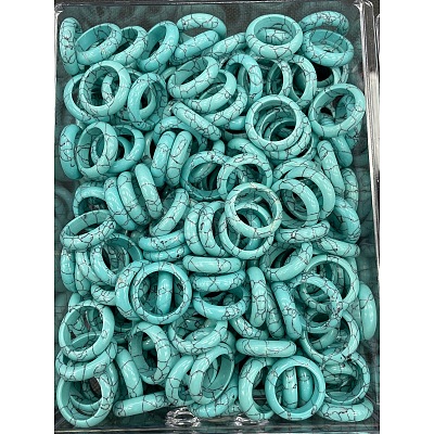 Synthetic Turquoise Finger Rings WG8089A-15-1