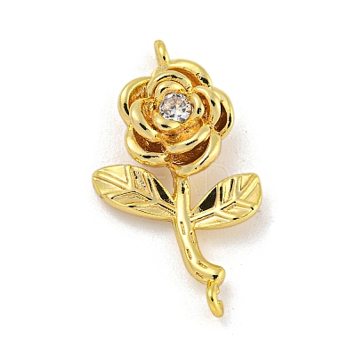 Long-Lasting Brass Micro Pave Clear Cubic Zirconia Connector Charms KK-O008-03A-G-1
