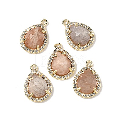 Natural Mixed Stone Faceted Teardrop Pendants G-U028-02G-1