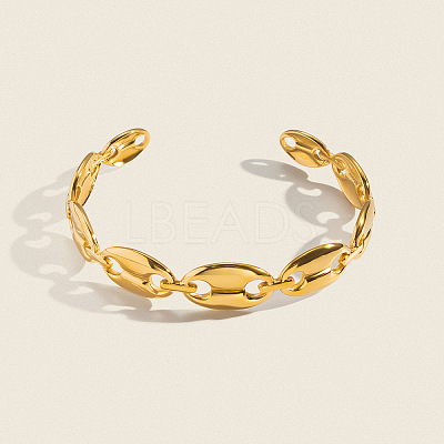 304 Stainless Steel Coffee Bean Open Cuff Bangles for Women GC3572-1
