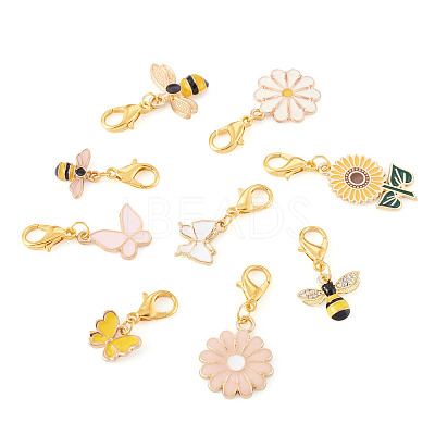 9Pcs 9 Style Alloy Enamel Pendant Decoration HJEW-CD0001-01-1