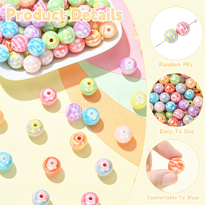 100Pcs 2 Styles AB Color Plated Acrylic Beads SACR-YW0002-05-1