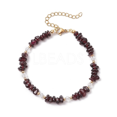 Natural Garnet Chip Beaded Bracelets for Women BJEW-JB11742-05-1