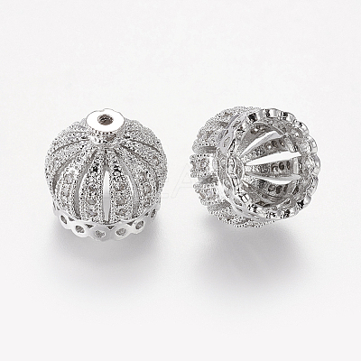 Brass Cubic Zirconia Beads LS-ZIRC-F001-183B-P-1
