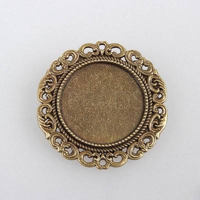 Vintage Alloy Brooch Cabochon Bezel Settings X-PALLOY-N0085-53AB-NF-1