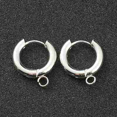 201 Stainless Steel Huggie Hoop Earring Findings STAS-P283-01C-S-1