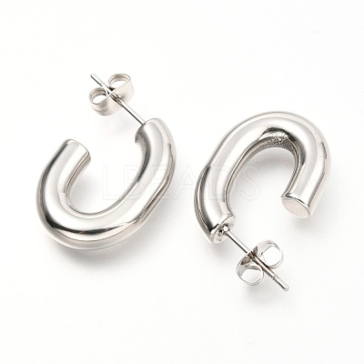 Tarnish Resistant 201 Stainless Steel Half Hoop Earrings EJEW-C501-16P-C-1