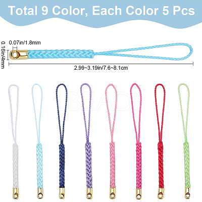 45Pcs 9 Colors Polyester Cord Mobile Straps FIND-GF0006-44-1