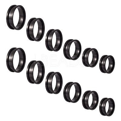 12Pcs 6 Styles 201 Stainless Steel Grooved Finger Ring Settings RJEW-TA0001-04EB-1