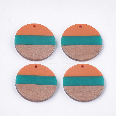 Tri-color Resin & Walnut Wood Pendants RESI-S358-78E-1