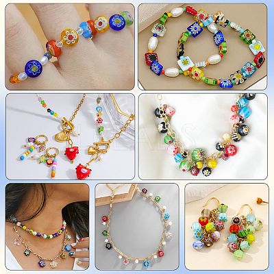 Handmade Millefiori Glass Bead Strands LAMP-LT0001-09A-1