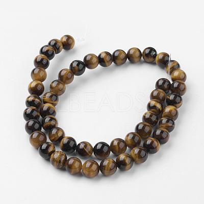 Natural Yellow Tiger Eye Bead Strands G-G735-71-8mm-A-1