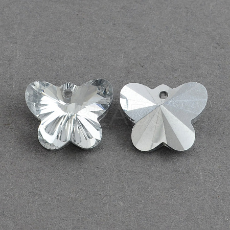 Butterfly Electroplated Glass Pendants EGLA-R083-01-1