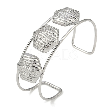 Non-Tarnish 304 Stainless Steel Wide Textured Open Cuff Bangles BJEW-Q348-05P-02-1