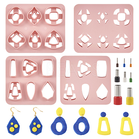 2Pcs 2 Style Trapezoid & Rectangle & Teardrop & Square ABS Plastic Plasticine Tools DIY-TA0005-58-1