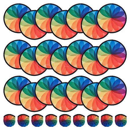 Polyester Foldable Flying Disc Fans with Storage Bag AJEW-WH00670-127A-1