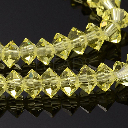 Faceted Bicone Transparent Glass Bead Strands GLAA-J082-A12-1