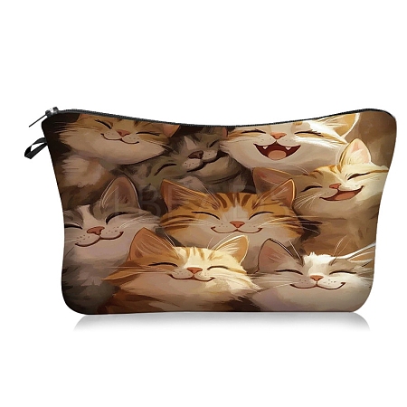 Polyester Cartoon Cute Cat Printed Cosmetic Zipper Clutch Bags PW-WGABF03-02-1