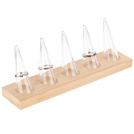 5Pcs Clear Plastic Cone Ring Display Holders RDIS-WH0002-16-1