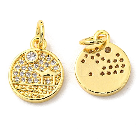 Rack Plating Brass Micro Pave Cubic Zirconia Charms KK-D036-22G-1