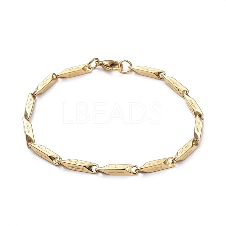Ion Plating(IP) Unisex 304 Stainless Steel Bar Link Chain Bracelets BJEW-L637-39-G-1