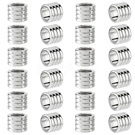 24Pcs Grooved Stainless Steel European Beads STAS-HS0001-81B-1