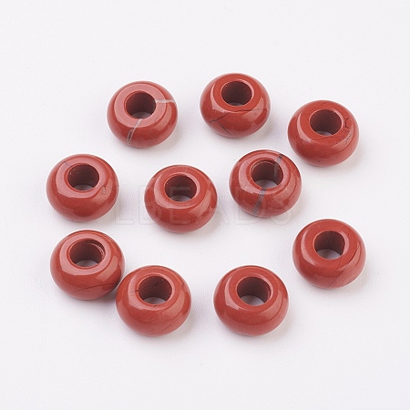 Natural Red Jasper European Beads X-G-G740-12x6mm-04-1