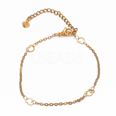 304 Stainless Steel Cable Chain Anklets AJEW-H104-10G-1