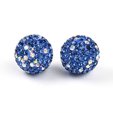 Polymer Clay Pave Rhinestone Beads X-RB-T018-01B-1