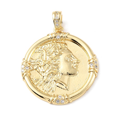 Brass Micro Pave Cubic Zirconia Pendants X-KK-P233-07G-1