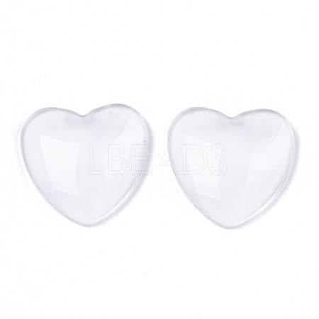 Transparent Glass Heart Cabochons GGLA-S047-07-1