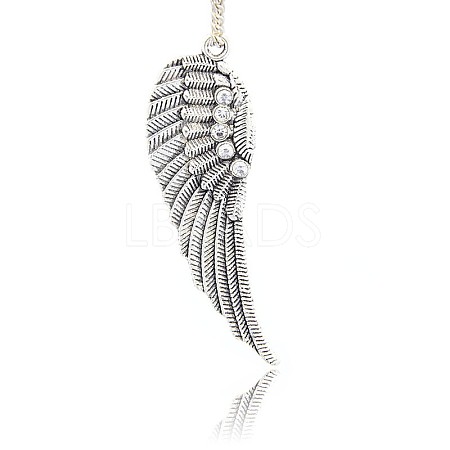 Antique Silver Plated Alloy Wing Big Pendants ALRI-N019-04-1