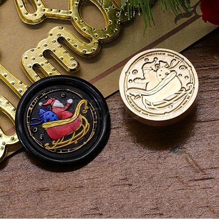 Christmas Series Wax Seal Brass Stamp Head LS-AJEW-M037-01G-10-1