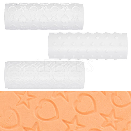 Plastic Handle Clay Texture Rollers AJEW-WH0248-351-1