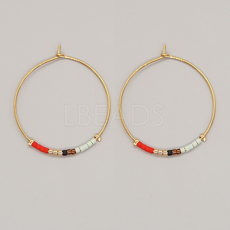 Glass Seed Beaded Hoop Earrings XS8443-10-1