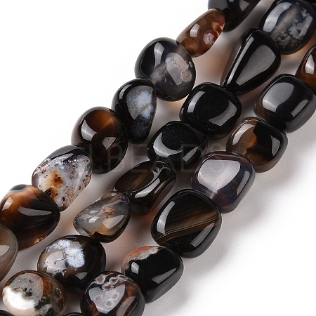 Natural Black Agate Beads Strands G-A208-04-1