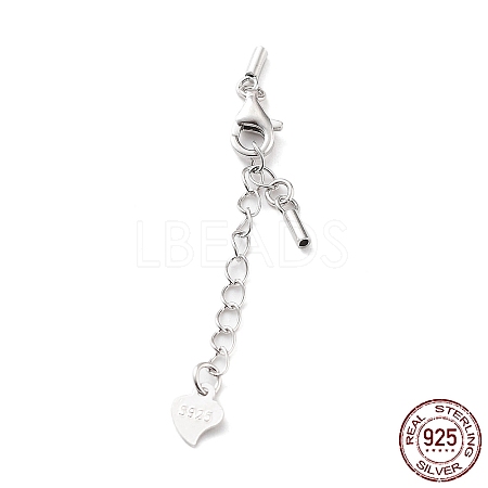 Rhodium Plated 925 Sterling Silver Curb Chain Extender STER-G039-03A-P-1